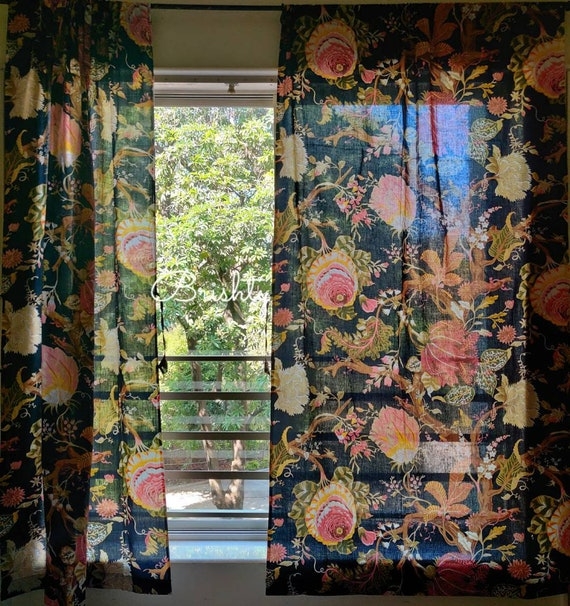 Curtains Vintage Cottagecore Rod Pocket with Matching Tie Backs