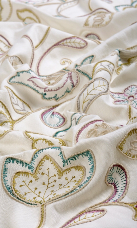 Curtains White Botanical Vine Embroidered Curtains Linen-like