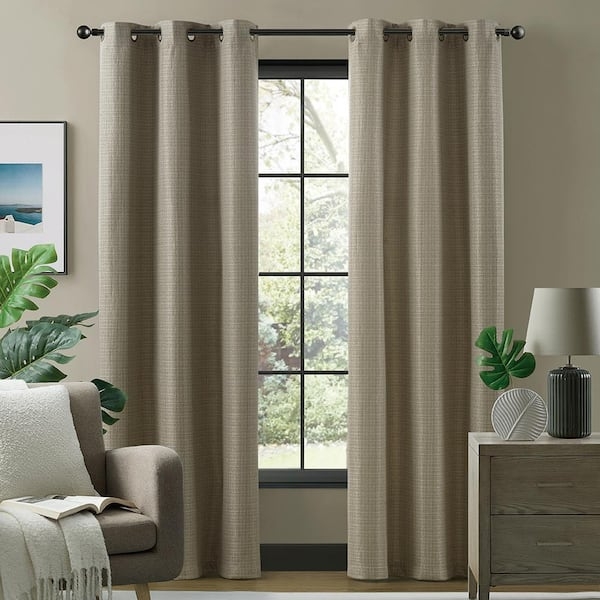 Curtains with Grommet Top Linen-look Texture Natural Hue