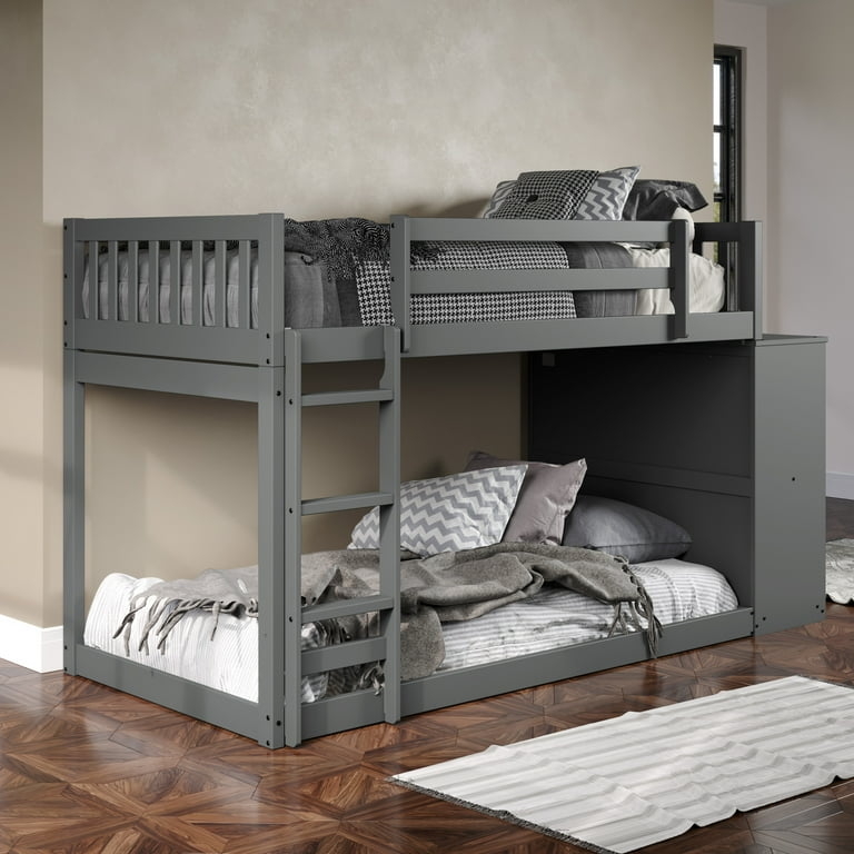 Dark Grey Mission Style Bunk Bed with Integrated Chest of Drawers
