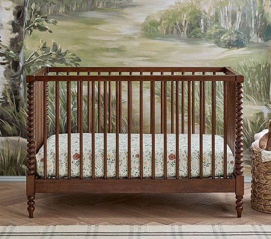 Dark Wood Bobbin Crib with Vintage Inspired Spindles