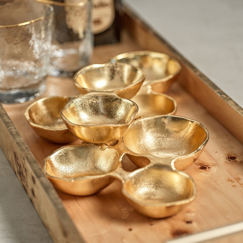 Decorative Bowl Cluster, Interconnected Organic Rims, Sculptural Centerpiece