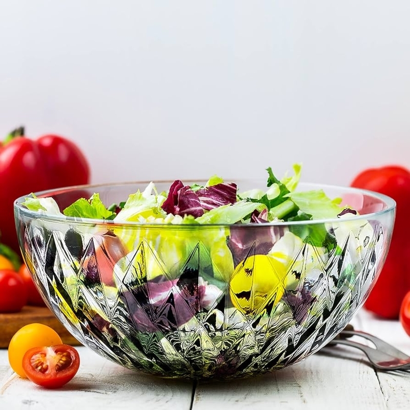 Decorative Bowl Crystalline Diamond Faceted Glass
