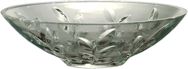 Decorative Bowl Hand-Cut Clear Crystal Vine Pattern with Scalloped Rim