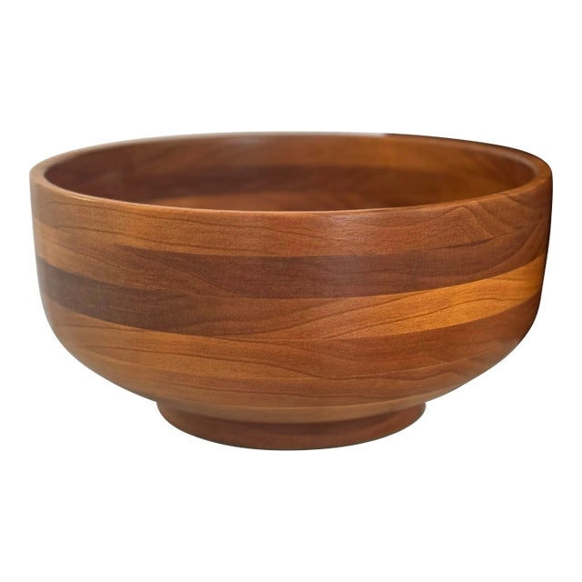 Decorative Bowl, Layered Wood Turned, Mid-Century Modern