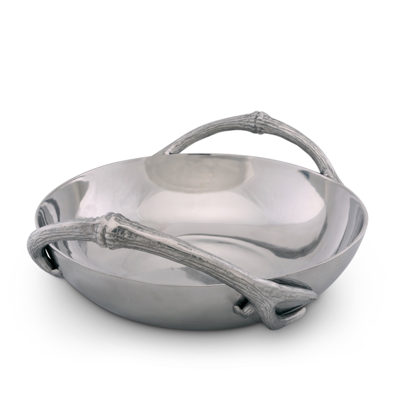 Decorative Bowl Polished Silver Metal Antler Base Sculptural Stand