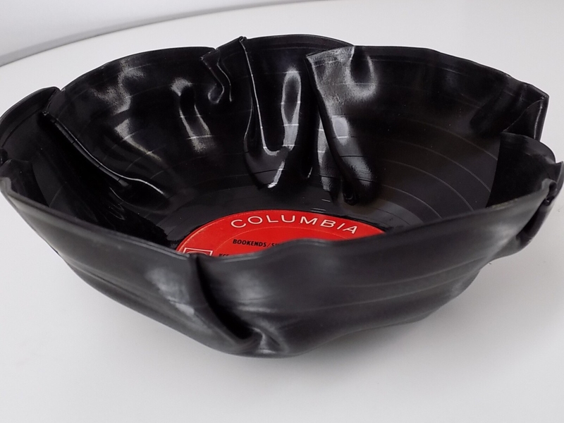 Decorative Bowl Repurposed Vinyl Scalloped Rim Retro Music Decor