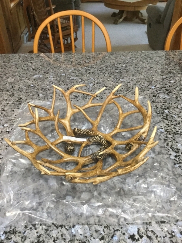 Decorative Bowl Round Wood Toned Faux Antler Perimeter Cabin