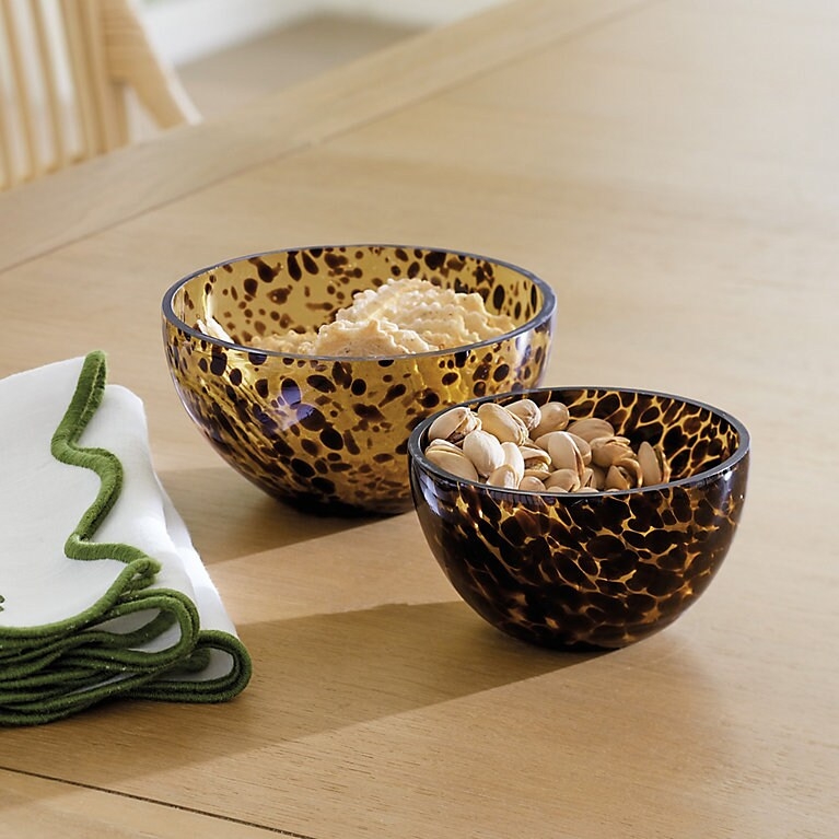 Decorative Bowl Set in Tortoise Shell Pattern with Translucent Finish