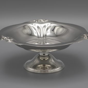Decorative Bowl Sterling Metal Floral Embossed Scalloped Art Nouveau