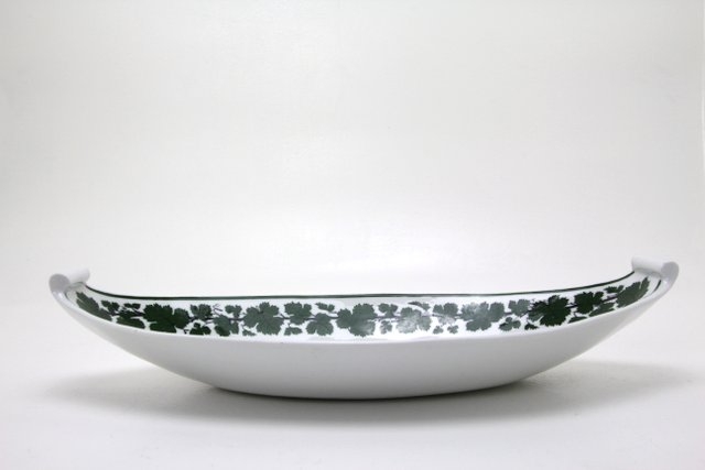 Decorative Bowl White Porcelain Art Nouveau Relief Molded Vine Leaf Motif