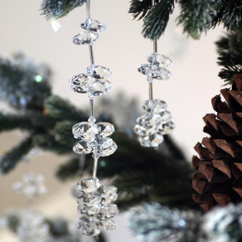 Decorative Ornament: Faceted Crystal Icicle with Beaded Detail