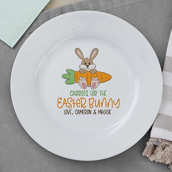 Decorative Plate Personalized Carrot Illustration for Bunny Treat Plate