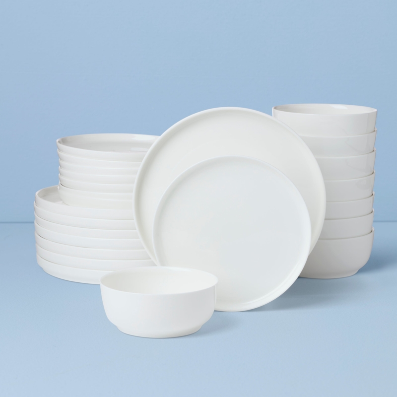 Dinnerware Set 24-Piece Coupe Shape Semi-Glossy Stackable Profile