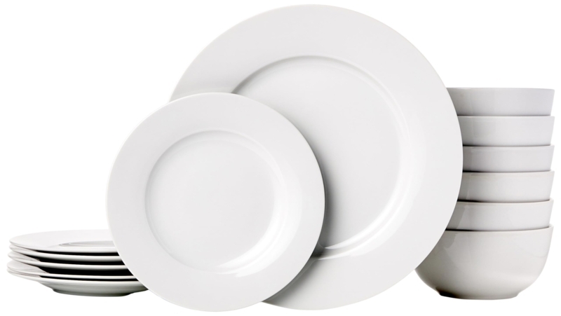 Dinnerware Set Glossy Porcelain Nested Design 18-Piece Count