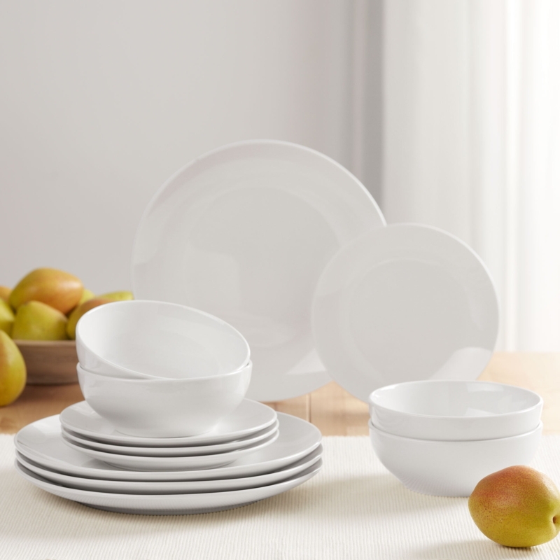 Dinnerware Set High-Gloss Glaze Rimmed Edge Farmhouse Stoneware