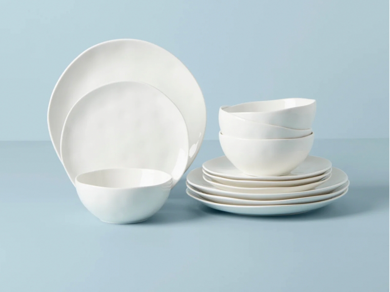 Dinnerware Set Raised Rim Matte Glaze Ceramic Flat Base Modern