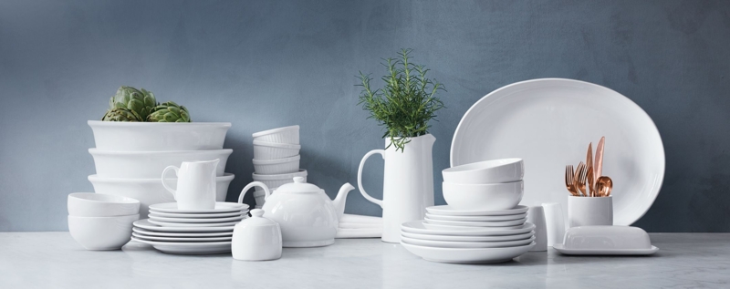 Dinnerware Set Ribbed Rim Texture Semi-Matte Scandinavian Minimalist