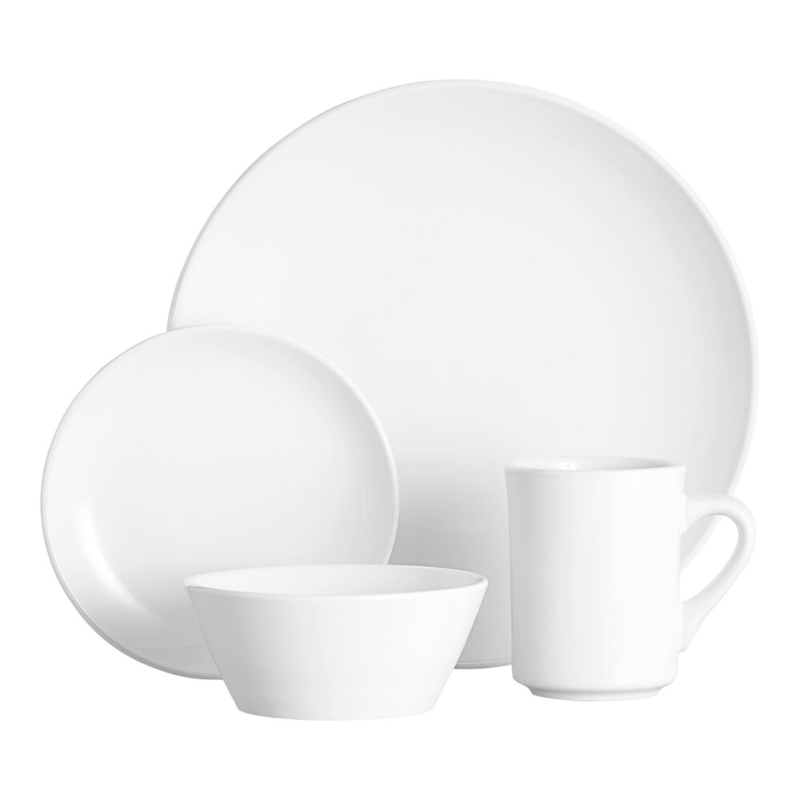Dinnerware Set Rimless Plates Coupe Rim Low Profile Bright White