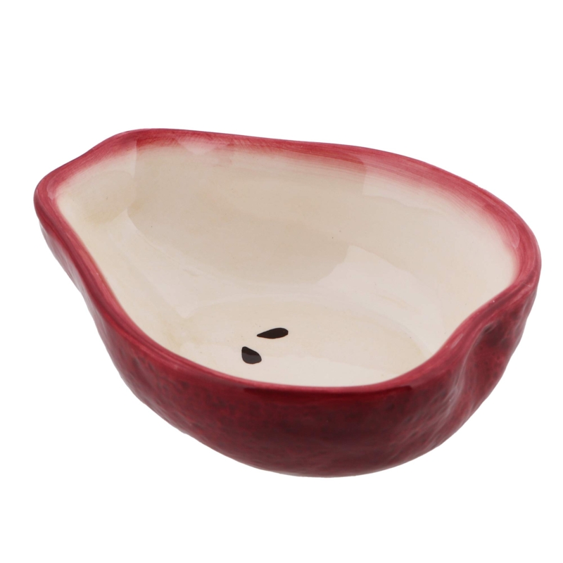 Dipping Bowl Sculpted Leaf Vibrant Green Ceramic Novelty Pear Dish