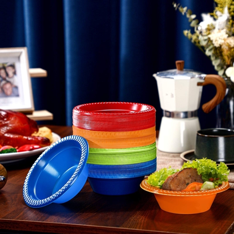 Disposable Bowls, Rainbow Plastic Bulk Set, Party Serving Essentials
