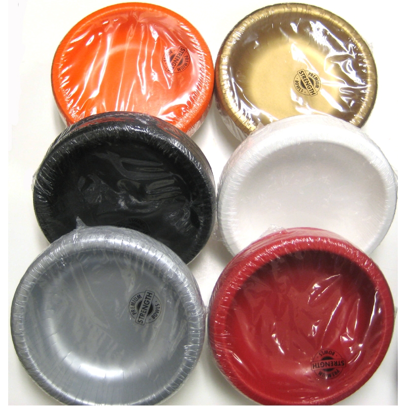 Disposable Serving Bowl Matte Vibrant Orange Cardboard Wide Rim
