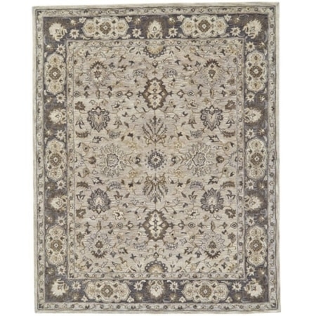 Distressed Gray Hallway Runner, Traditional Faded Pattern, Low-Pile
