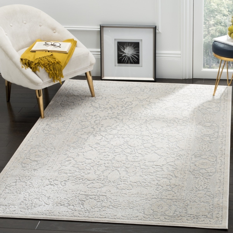 Distressed Medallion Area Rug Cream Blue High Low Pile Transitional Decor