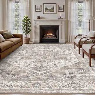 Distressed Medallion Area Rug Orange Teal Low Pile