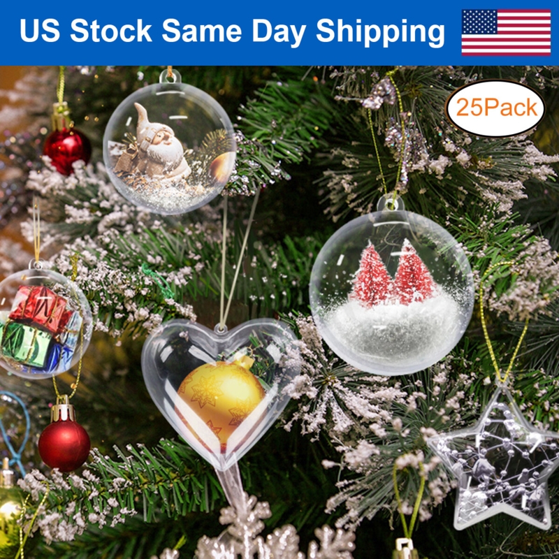 DIY Christmas Ornaments Plastic Two Part Shell Fillable Craft
