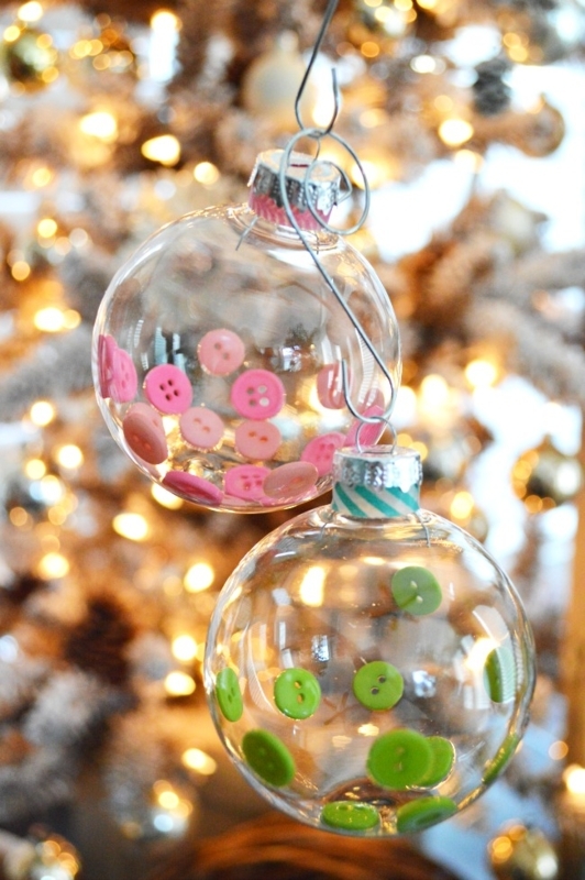 Diy Clear Christmas Ornament: Button and Washi Tape - Fox Hollow Cottage