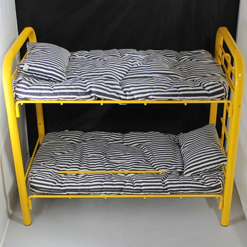 Doll Bunk Bed Bright Yellow Metal Frame Floral Bedding Playful