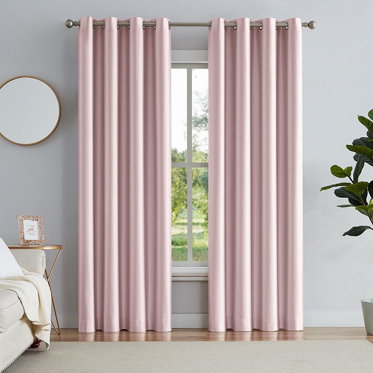 Dusty Rose Blackout Curtains Thermal Clip On Rings
