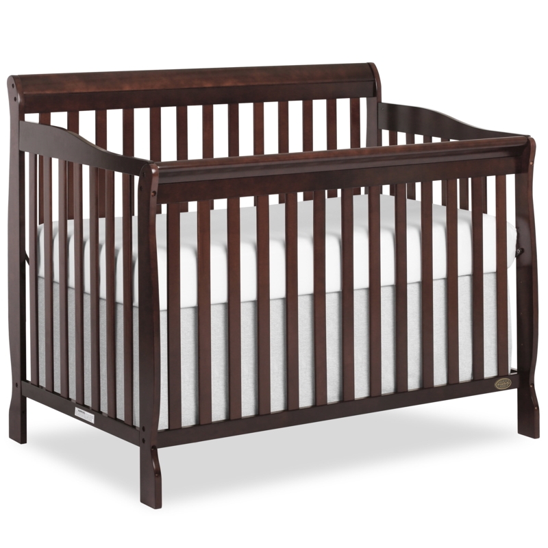 Espresso Convertible Crib, Arched Headboard, Traditional Wood Nursery