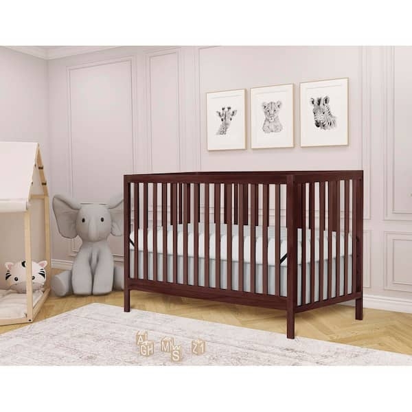 Espresso Crib, Vertical Slats, Clean Lines, Dark Wood Baby Bed