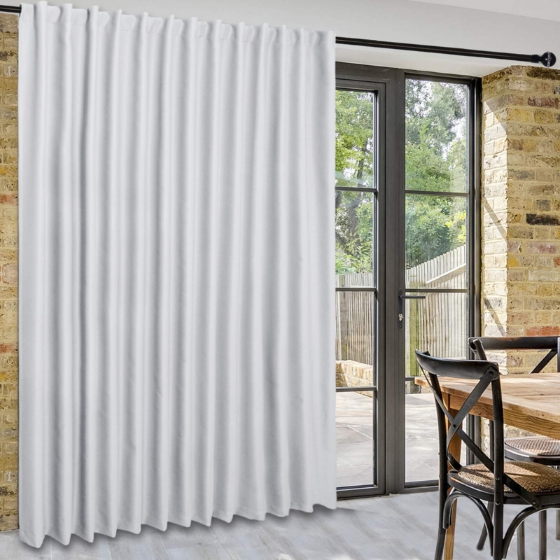 Extra Wide Blackout Curtains Thermal Patio Drapes Charcoal