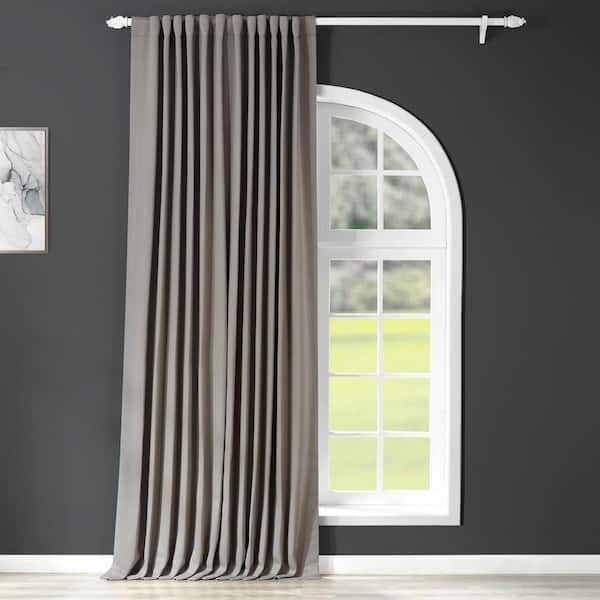 Extra Wide Neutral Grey Window Curtain, Solid Room Darkening Panel