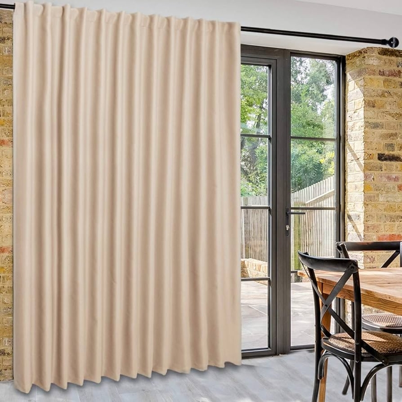 Extra Wide Patio Curtains Light Blue Blackout Lining