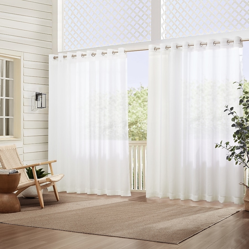 Extra Wide White Sheer Curtain Panel, Indoor Outdoor Patio Drapes