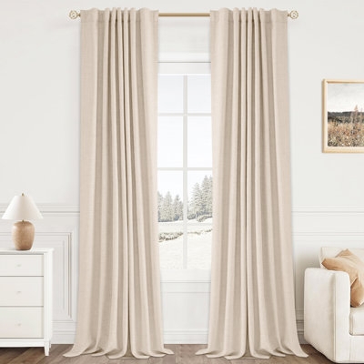 Farmhouse Curtains Light Blue Linen Textured Blackout Drapes (63 chars)