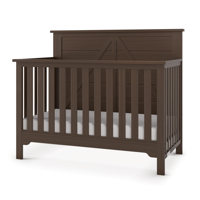 Farmhouse Nursery Crib in Textured Brushed Truffle Finish