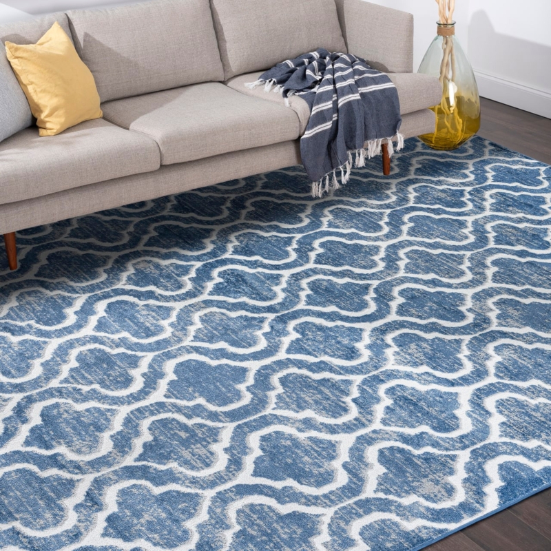 Farmhouse Style Area Rug, Geometric Tile Pattern