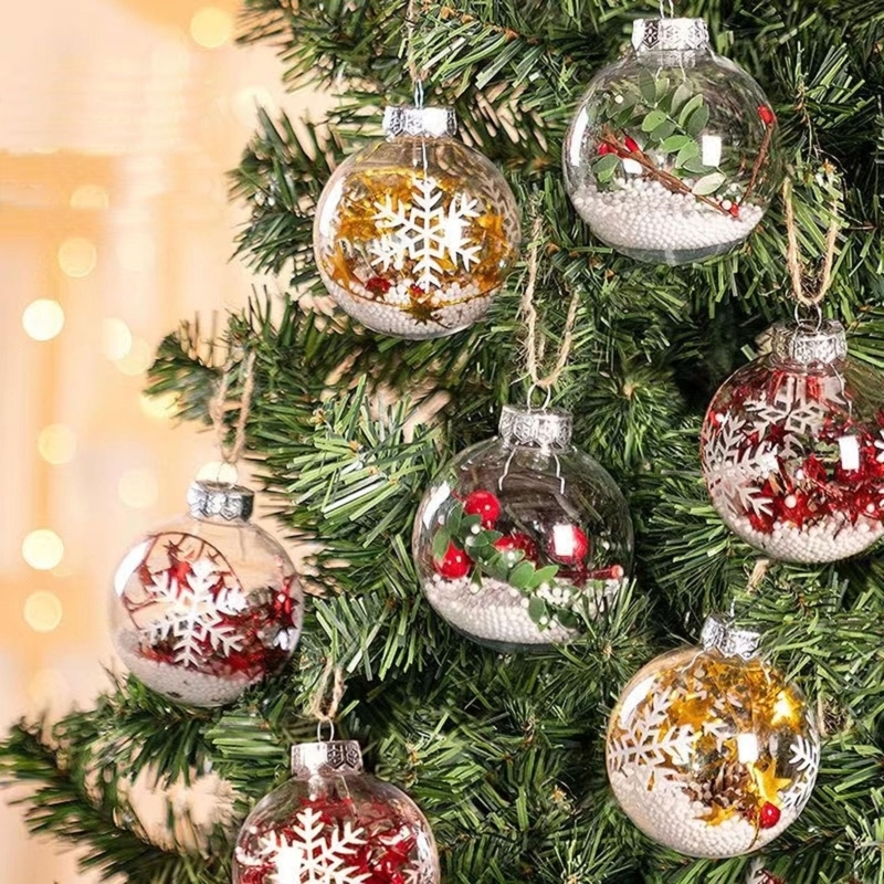 Fillable Ornament Set Plastic DIY Hollow Baubles for Crafts