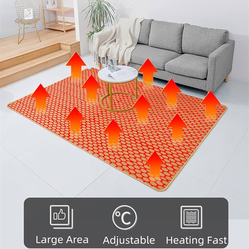 Floor Heating Mat Wood Grain Waterproof Surface Wired Remote Matte
