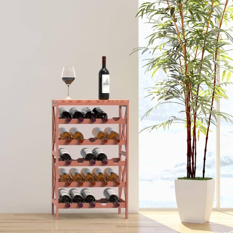 Floor Standing Wine Rack Traditional Wood Lattice Grid Flat Top