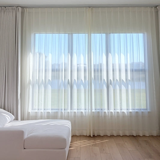 Floor to Ceiling Curtains White Sheer with Black Hardware Contrast (73 chars)