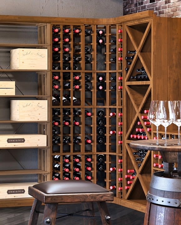 Floor-to-Ceiling Wine Rack Traditional High Capacity Grid Lattice