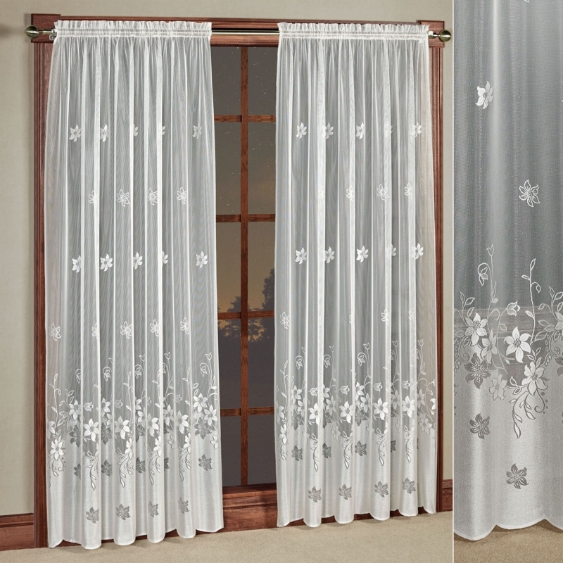 Floral Curtain Panel Cream Sage Scalloped Valance Traditional Window