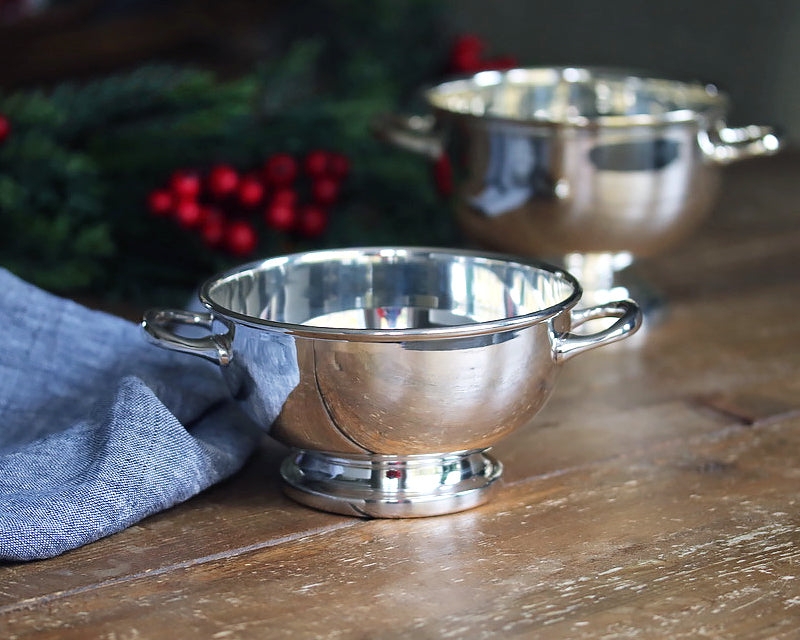Footed Bowl Curved Handles Polished Finish Decorative Centerpiece