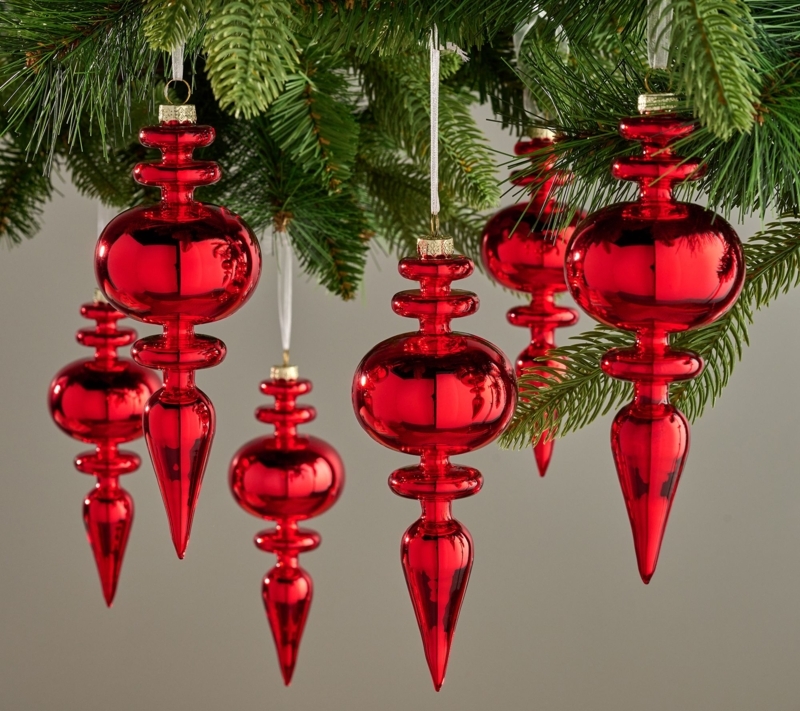 Frosted Lace Mercury Glass Finial Ornaments with Delicate Pattern